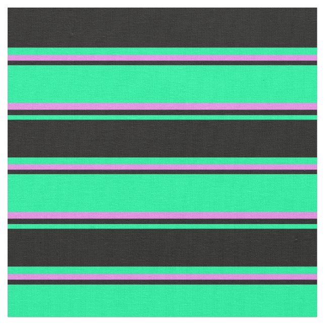 Grüne, schwarze und violette Linien Stoff (Nahaufnahme)