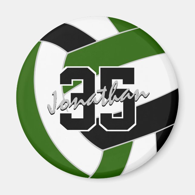 Grüne schwarze Volleyballmannschaft - Geschenke Magnet (Vorne)