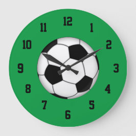Grüne, Schwarzweiss-Fußball-Uhr Große Wanduhr