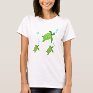 Grüne schwimmende Meeresschildkröten T-Shirt