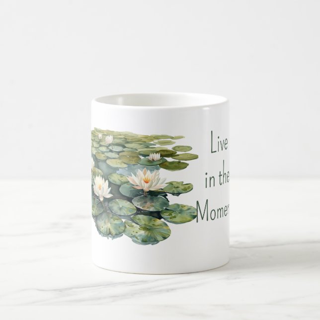 Grüne Seerosen Lotus Blumen Kaffeetasse (Mittel)
