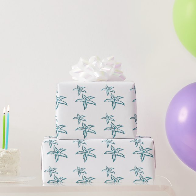 Grüne Seestern Geschenkpapier (Partygeschenke)