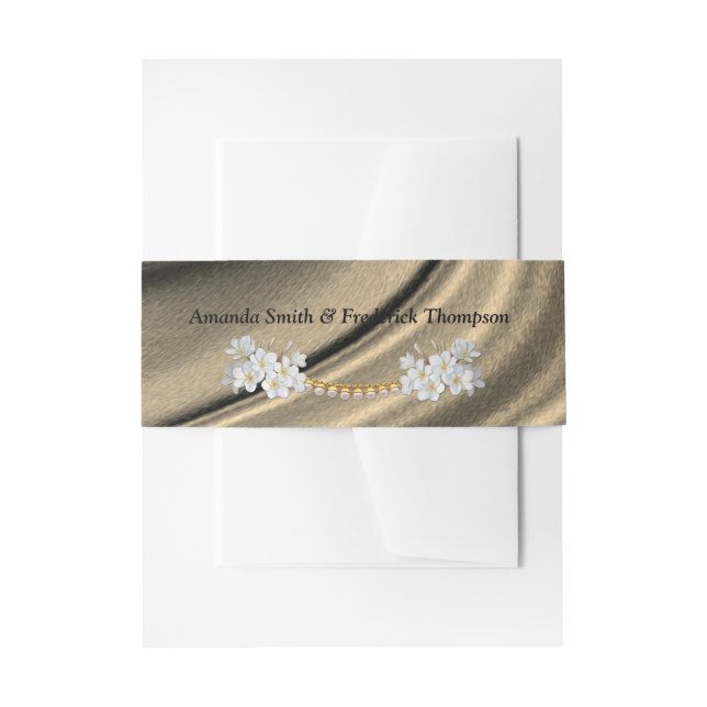 Grüne Seide und Elfenbeinperlen Einladungsbanderole (Vorderseite Beispiel)