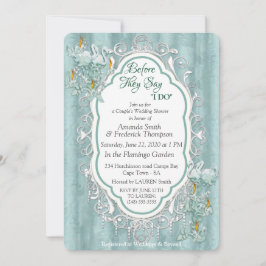 Grüne Seidendraht und Flamingos-Blume Einladung