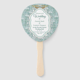 Grüne Seidendraht und Flamingos-Blume Fächer