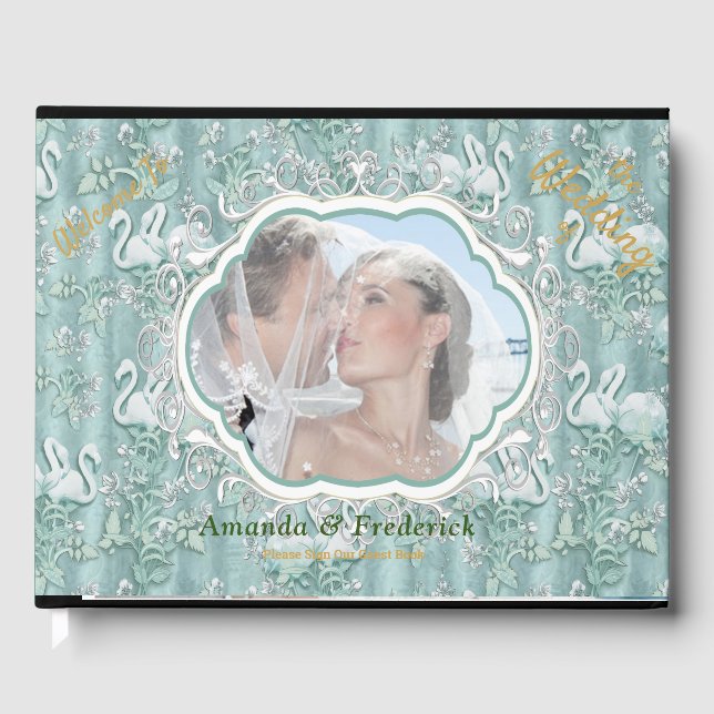 Grüne Seidendraht und Flamingos-Blume Gästebuch (Vorderseite)