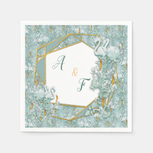 Grüne Seidendraht und Flamingos-Blume Serviette