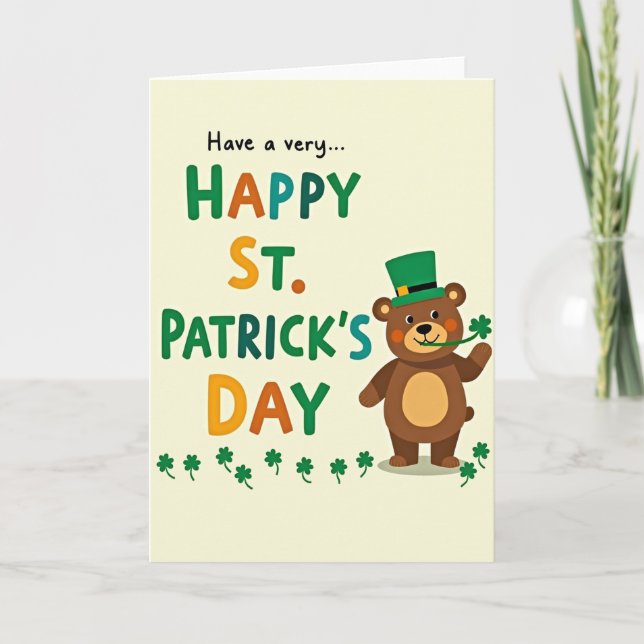 Grüne Shamrock-Bärenkarte Karte (Vorderseite)