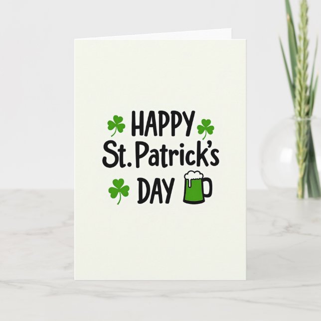 Grüne Shamrock St. Patrick Karte (Vorderseite)