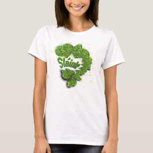 Grüne Shamrocks funkelnde Herzen ShainteT-Shirt T-Shirt