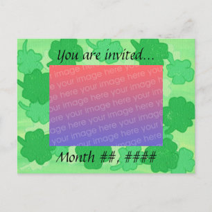 Grüne Shamrocks Hochzeits-Foto-Einladungskarten Einladungspostkarte