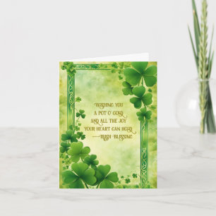 Grüne Shamrocks und grüner Rahmen zum St. Patrick' Feiertagskarte
