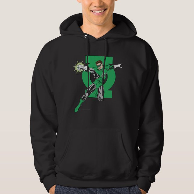 Grüne Signalleuchte mit Logo-Hintergrund Hoodie (Vorderseite)