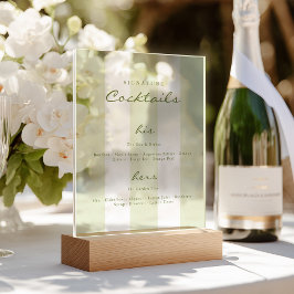 Grüne Signature-Cocktails Hochzeit Acrylschild