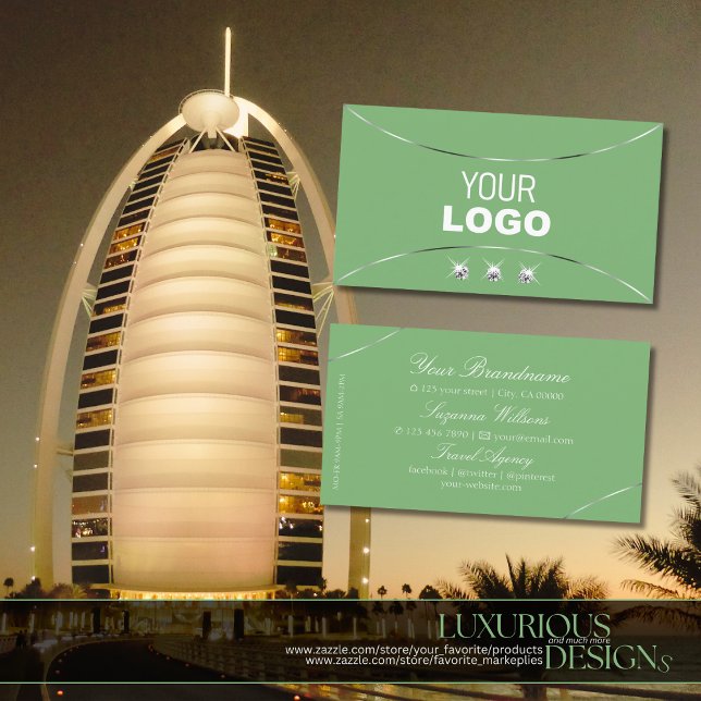 Grüne Silber-Dekoration glänzende Diamanten und Lo Visitenkarte (Von Creator hochgeladen)