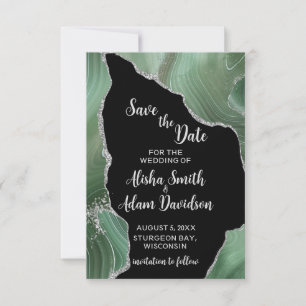 Grüne Silber-Glitter auf schwarzen Save-The-Date-K Save The Date