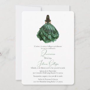Grüne Silhouette Quinceañera-Einladung Einladung