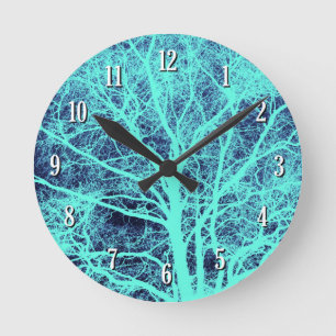 Grüne Silhouette Runde Wanduhr