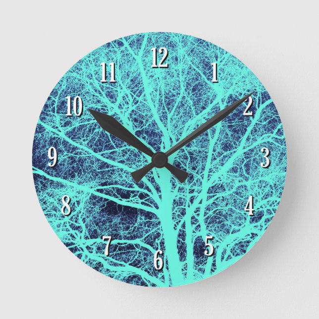 Grüne Silhouette Runde Wanduhr (Vorderseite)