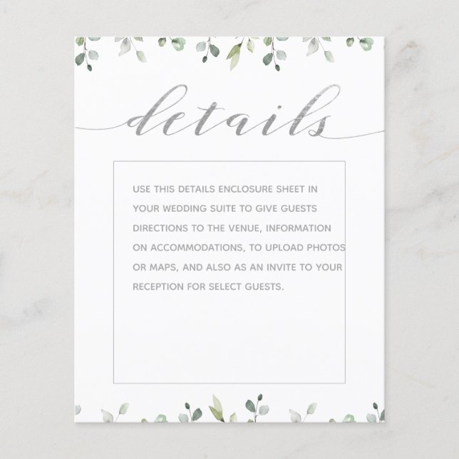 Grüne Silver Extravagante Kalligrafie Hochzeitsdet (Vorderseite)