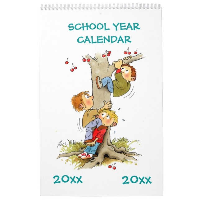 Grüne Single Page School Year Calendar Kids Kalender (Titelbild)