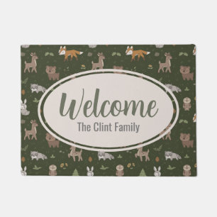 Grüne Sleepy Little Woodland Critters Fußmatte