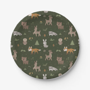 Grüne Sleepy Little Woodland Critters Pappteller