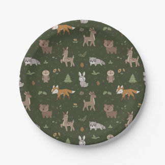 Grüne Sleepy Little Woodland Critters Pappteller