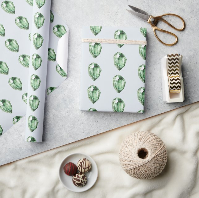 Grüne Smaragd-Kristalle Geburtstag Geschenkpapier (Kunsthandwerk)