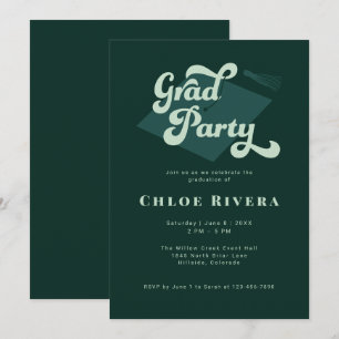 Grüne Smaragd Moderne Quaste Abschlussfeier Einlad Einladung