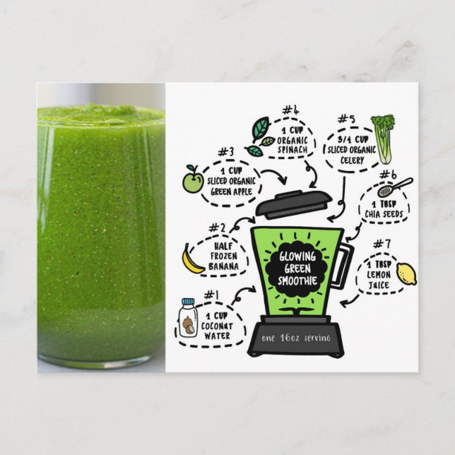 Grüne Smoothie-Rezept Postkarte (Vorderseite)