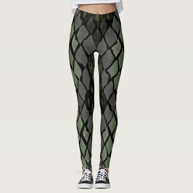 Grüne Snakeskin-Leggings Leggings (Vorderseite)