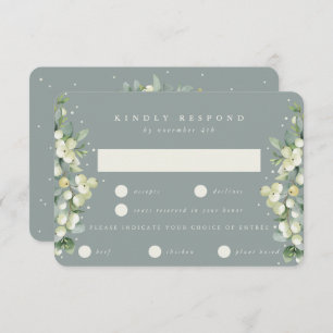 Grüne Snowberry+Eukalyptus Ewedding RSVP Karte