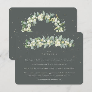 Grüne Snowberry+Eukalyptus Garland Hochzeiten Deta Begleitkarte