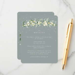 Grüne Snowberry+Eukalyptus Garland Hochzeiten Deta Begleitkarte