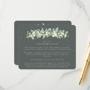 Grüne Snowberry+Eukalyptus Garland Hochzeitsinform Begleitkarte