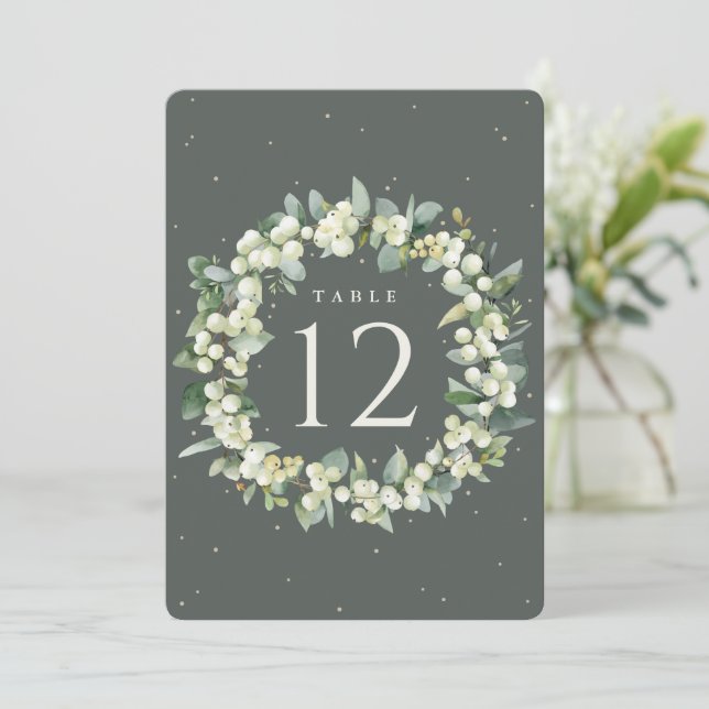 Grüne Snowberry+Eukalyptus Hochzeitssonne - Tischn (Stehend Vorderseite)