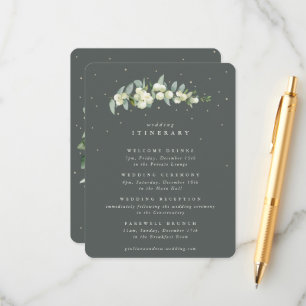 Grüne Snowberry+Eukalyptus Stem Hochzeitstag Begleitkarte