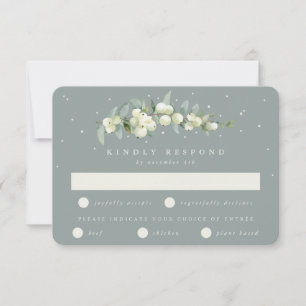 Grüne Snowberry+Eukalyptus Stem Wedding RSVP Karte