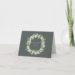 Grüne Snowberry+Eukalyptus Wreath Wedding Note Dankeskarte