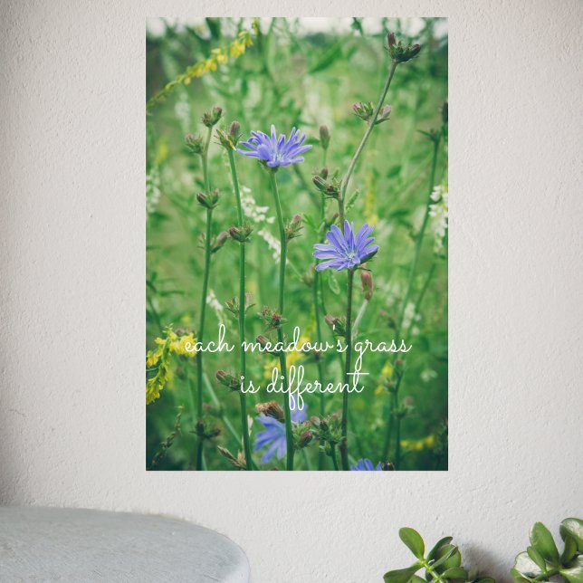 Grüne Sommerwiese mit blauen Blumen Poster (Von Creator hochgeladen)