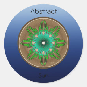 Grüne Sonne Runder Aufkleber