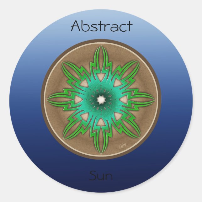 Grüne Sonne Runder Aufkleber (Vorderseite)