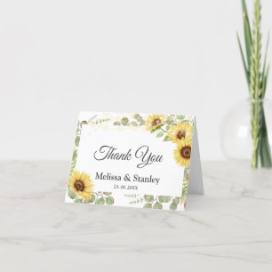 Grüne Sonnenblume Eukalyptus String Light Wedding Dankeskarte