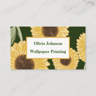 Grüne Sonnenblumen Blumenmuster Design Minimalisti Visitenkarte