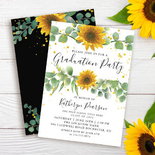 Grüne Sonnenblumen Graduation Party Einladung