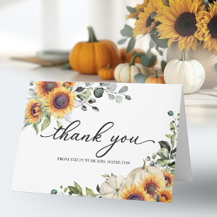 Grüne Sonnenblumen Herbst Brautdusche Danke schön Karte