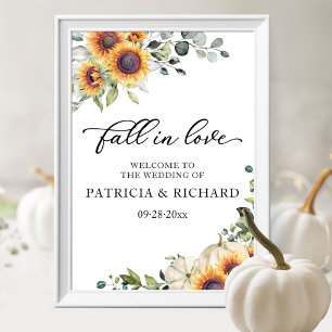 Grüne Sonnenblumen Hochzeit Willkommensschild Poster