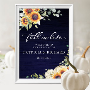Grüne Sonnenblumen Hochzeit Willkommensschild Poster