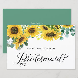 Grüne Sonnenblumen werden Sie meine Bridesmaid-Kar